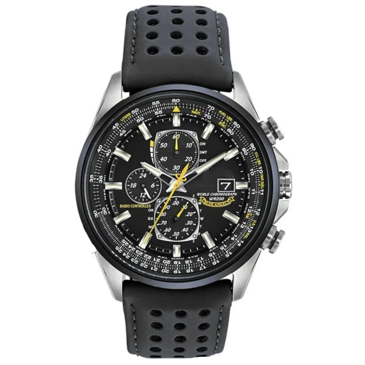 watches : Heren Chronograaf Horloge MultiSteel - 42mm Roestvrij Staal - Koffiebruin/Zwart Leer in 3-Knops Zwarte Riem van Pantino
