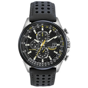 watches : Heren Chronograaf Horloge MultiSteel - 42mm Roestvrij Staal - Koffiebruin/Zwart Leer in 3-Knops Zwarte Riem van Pantino