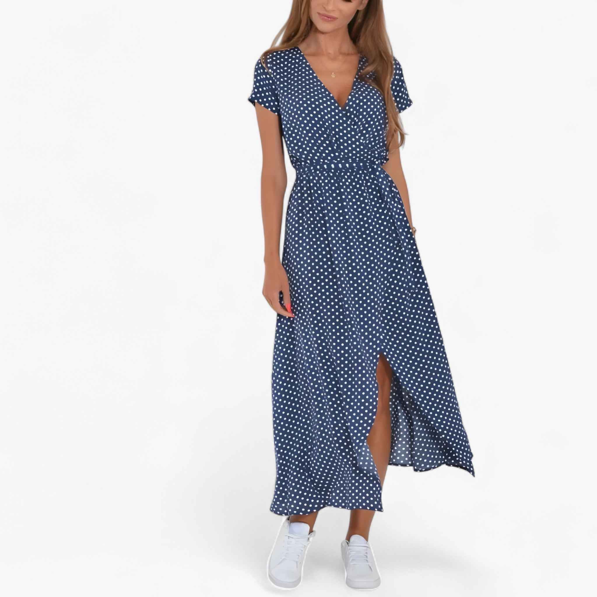 Elegante damesjurk Nery met diepe V-hals, Casual zomeravondjurk