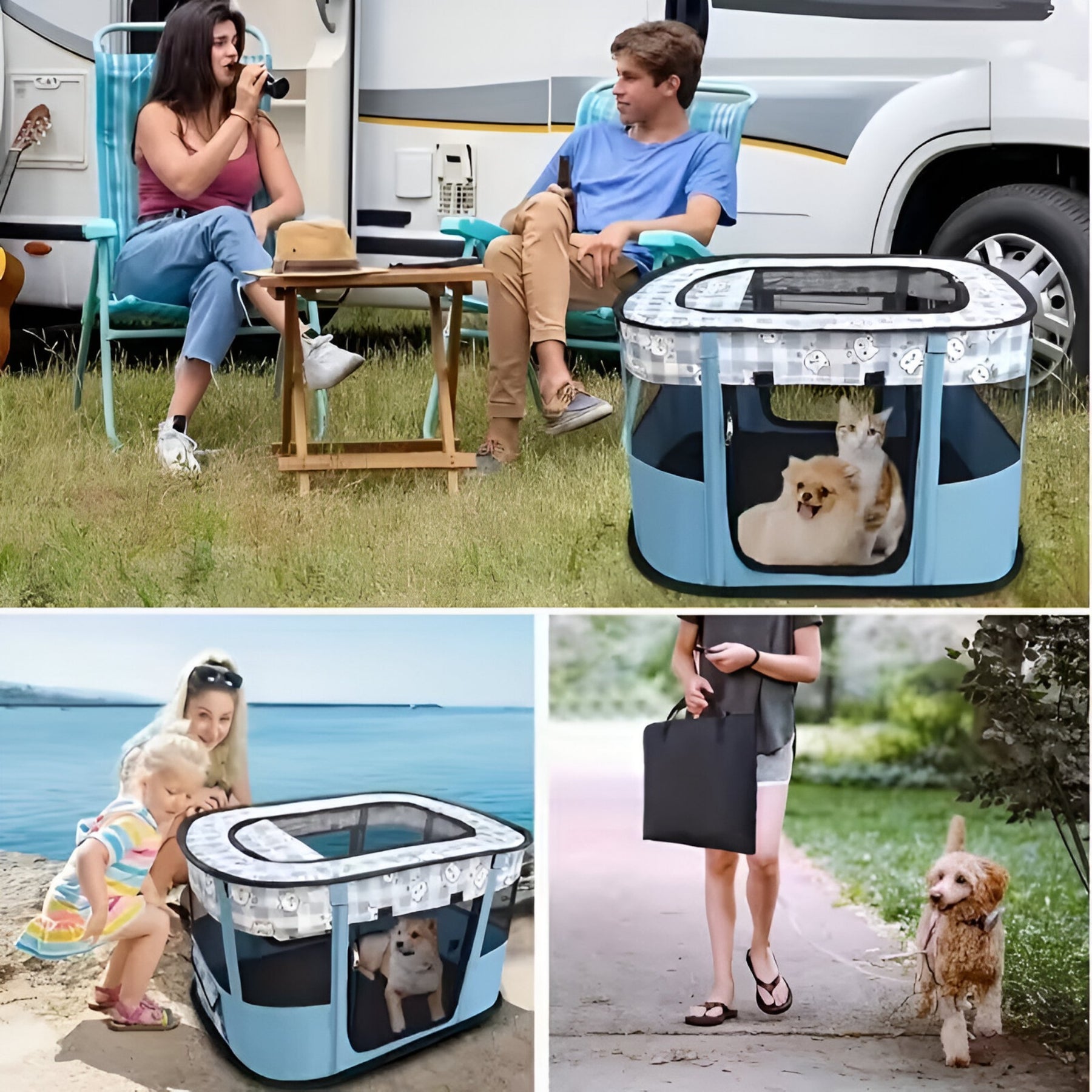 pets : Caro Crate - Draagbare Opvouwbare Dierenbox - Geel in van Pantino