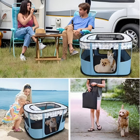 pets : Caro Crate - Draagbare Opvouwbare Dierenbox - Geel in van Pantino