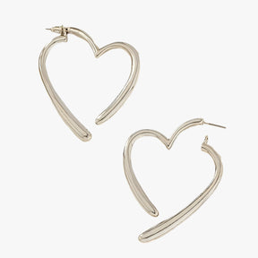 Earrings : Oorbellen Zilverkleurig - Elegante en Gepersonaliseerde Hartvormige - Veelzijdig en Trendy in van Pantino