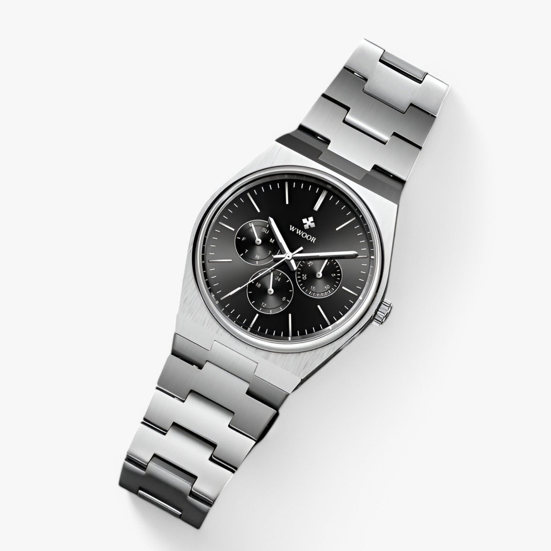 watches : Stalen Horloge met Saffierglas - Wit Zilver met Doos in van Pantino