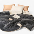 Dubbele Laag Schapenvacht Deken - Warme Luxe voor Bed & Bank - Donkergrijs