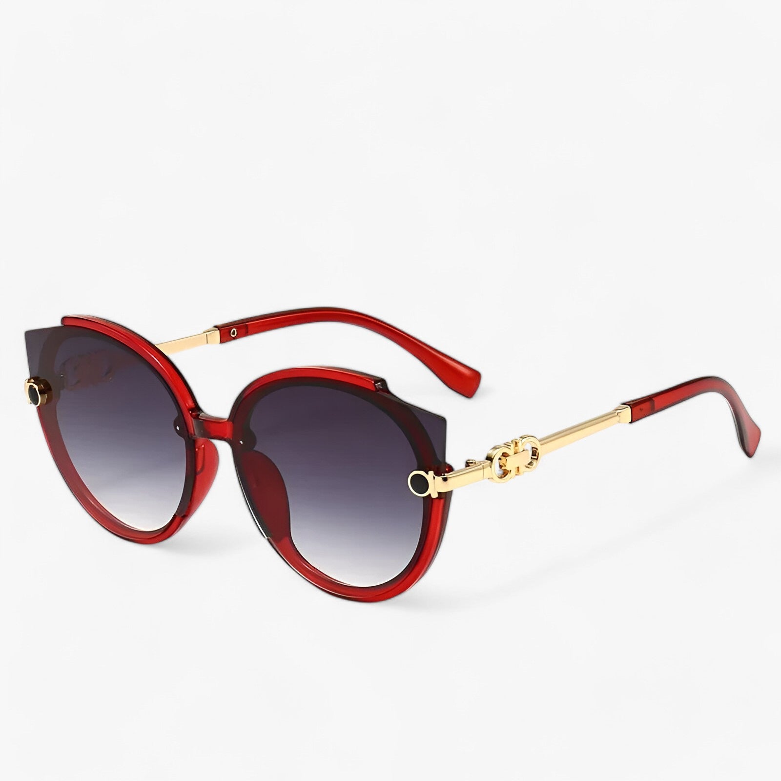 Sunglasses : Ronde Zonnebril met Kleurverloop Dames - Vintage Stijl en Bescherming - Roze in van Pantino