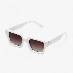 Sunglasses : Zonnebril unisex geel vierkant - Trendy UV400 bescherming voor dames en heren in 1-wit van Pantino
