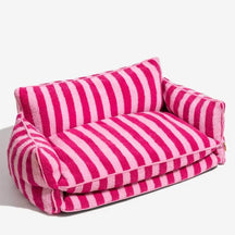 pets : Hondenbed Roze Streepjesdesign - Zachte Warme Rustplaats - Imitatie Lamswol in Roze 65x40x30cm van Pantino