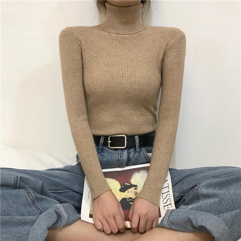 Sweater : Sweater Khaki - Helia Turtleneck with Cashmere in van Pantino
