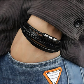 Bracelet : Armband Heren Zwart - Robuuste en Veelzijdige Leren in van Pantino