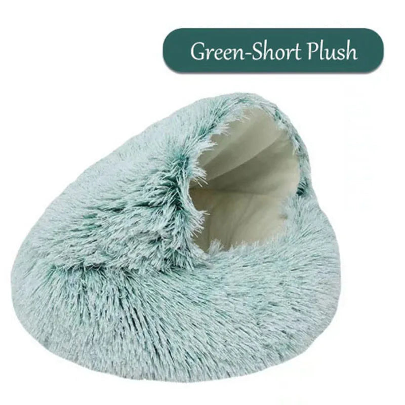pets : Knus Comfort - Warm Kattennest voor Winterdagen in Groene Korte Pluche van Pantino
