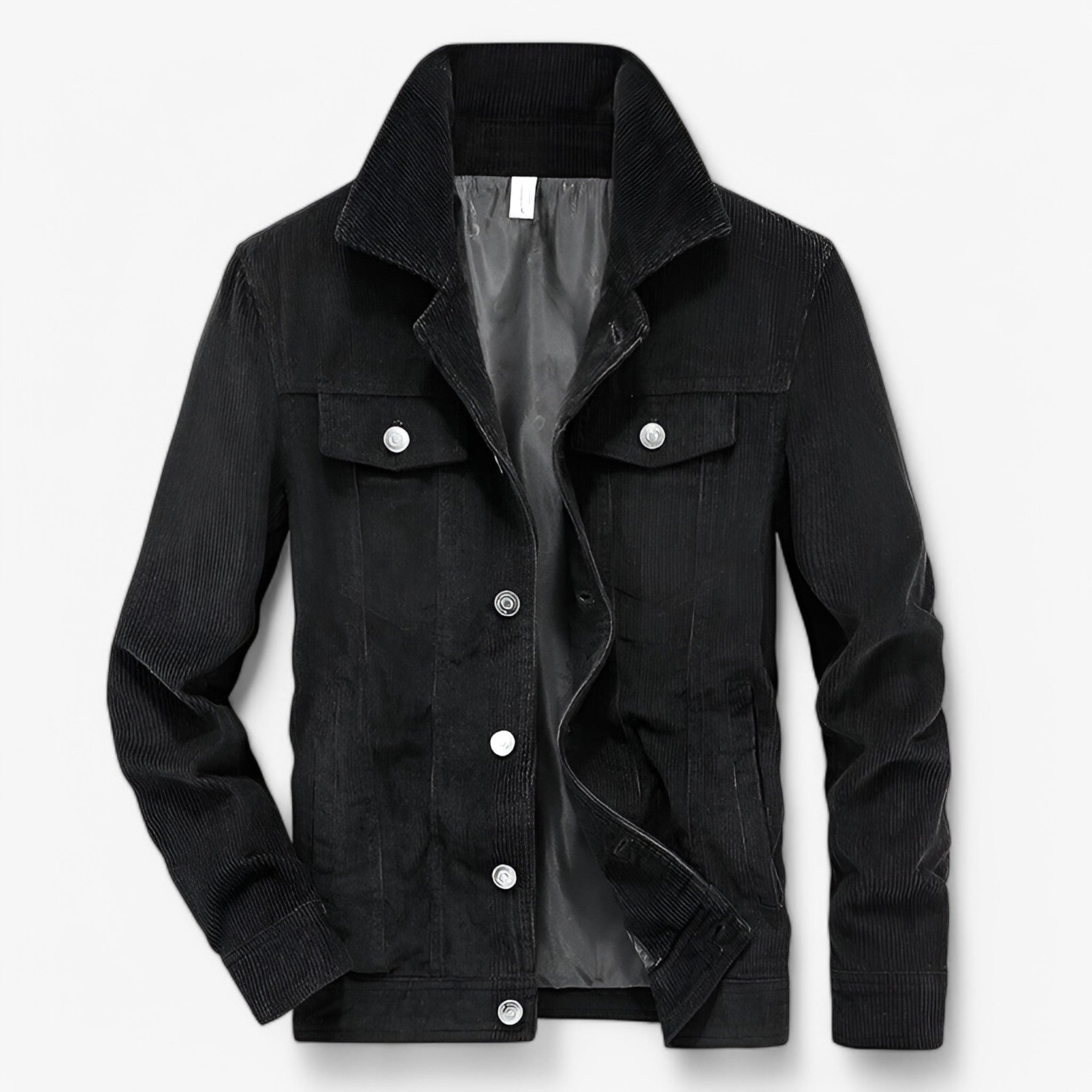 Jassen : Corduroy Jas - Vintage en Trendy - Khaki in Zwart van Pantino