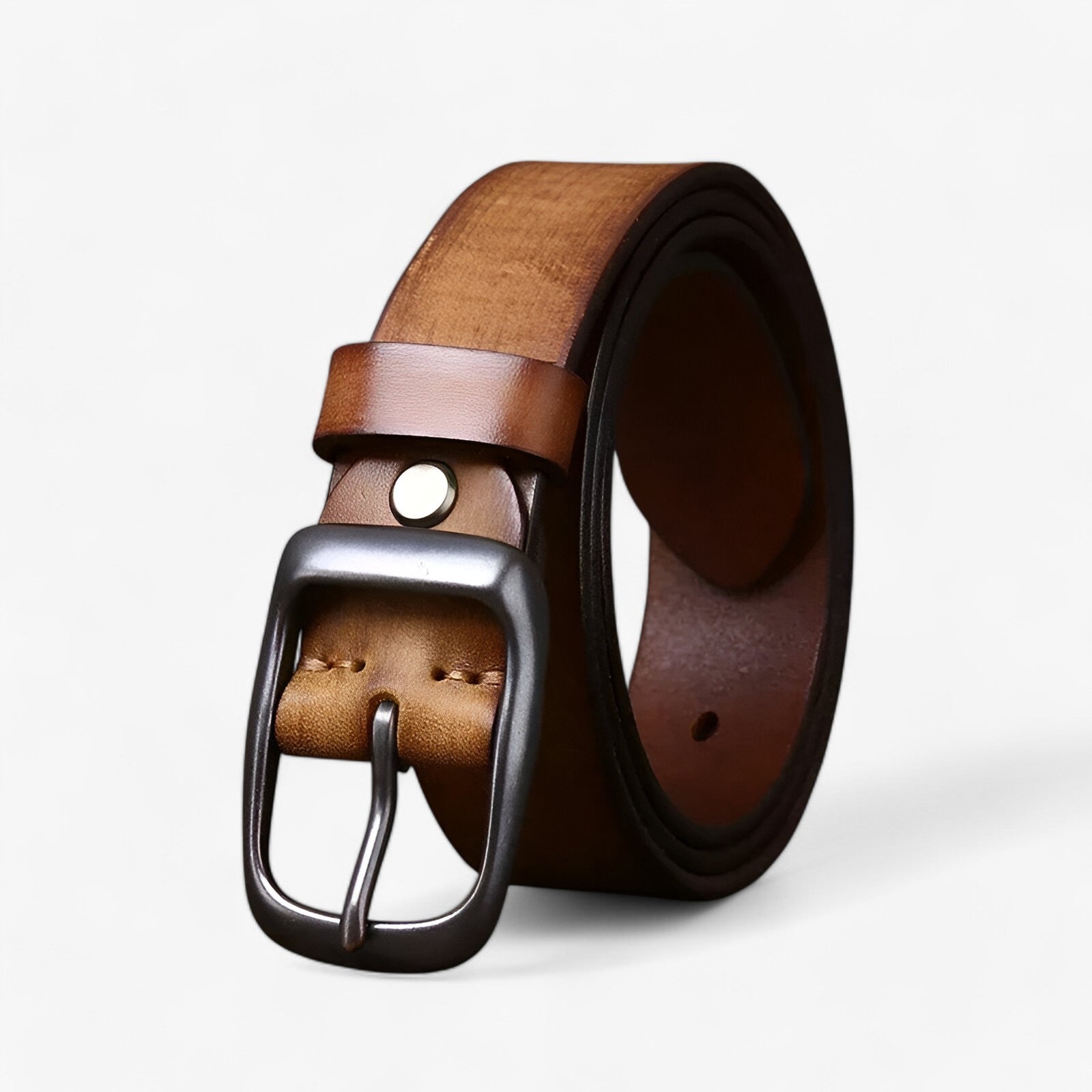 Men's Leather Cowboy Belt : Riem Heren Zwart - Koeienhuid Leren Cowboyriem in van Pantino