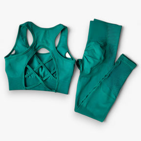 Two-Piece Sportswear Set : Set Sportkleding - Vertrouwen & Comfort Tijdens het Sporten - Zwart in Groen van Pantino