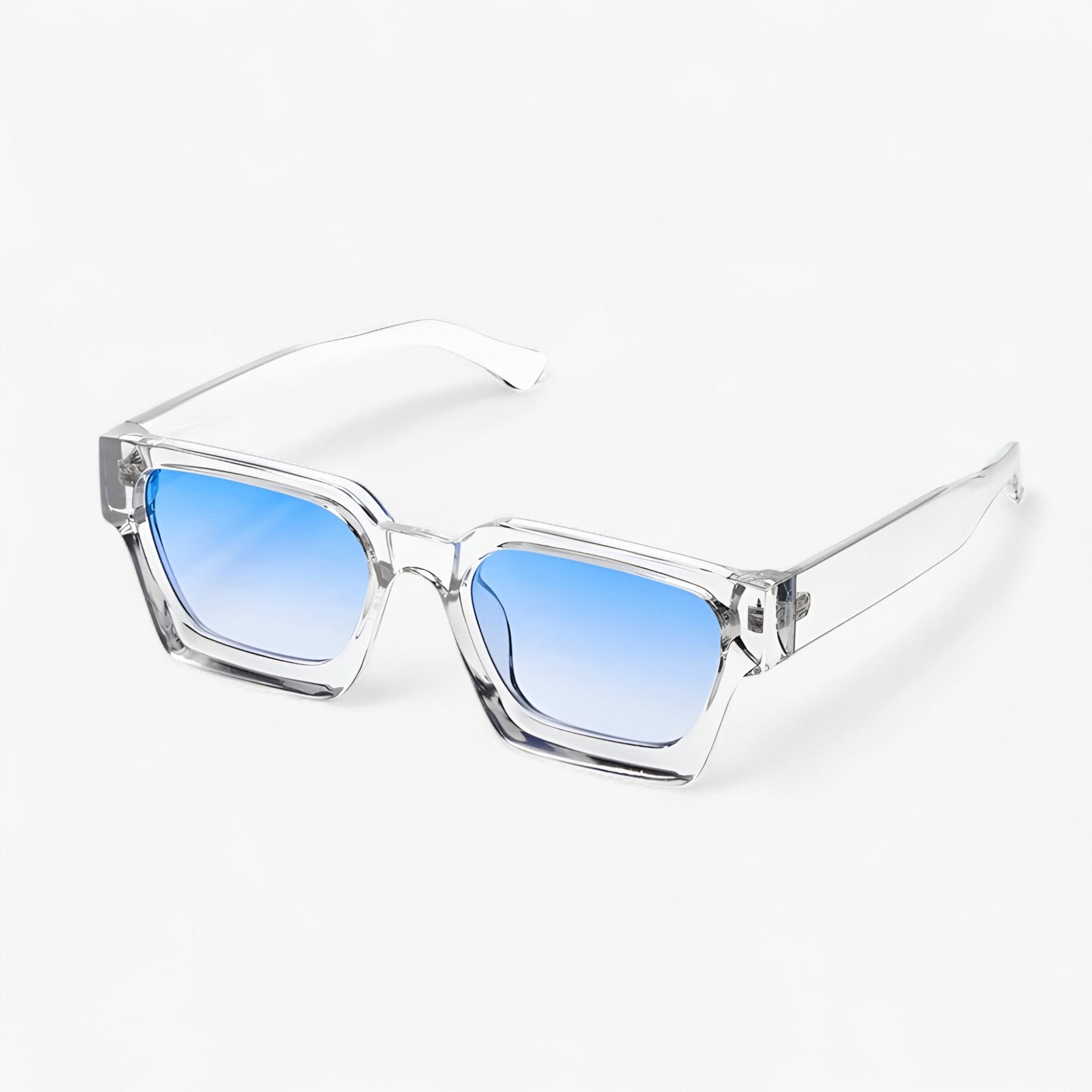 Sunglasses : Zonnebril unisex geel vierkant - Trendy UV400 bescherming voor dames en heren in 2-licht blauw van Pantino