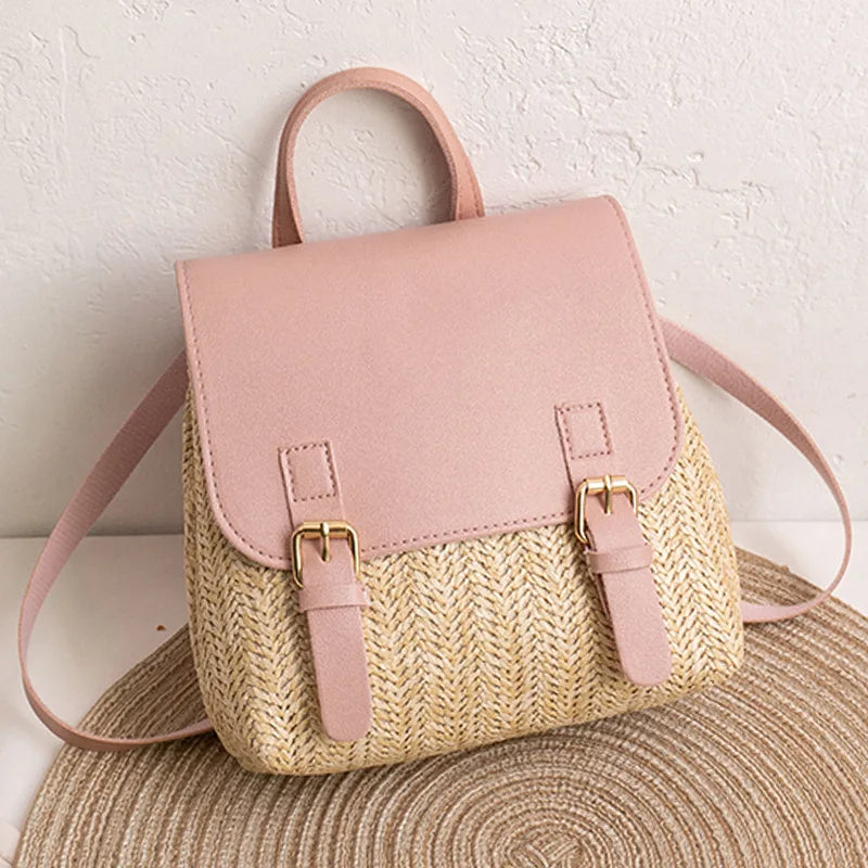 bags : BloomBag Vintage Rieten Tas - Bruin in Roze van Pantino