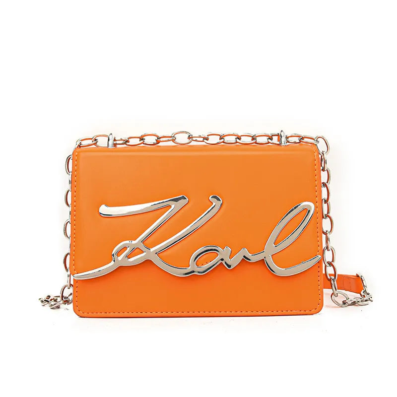 bags : Chique Chain Tas - Modieus en Praktisch Doordacht - Bruin in Oranje van Pantino