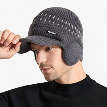 Beanie with Earflaps : Cap Zwart - Warme Stijl - Gebreide met Oorflappen in donkergrijs van Pantino