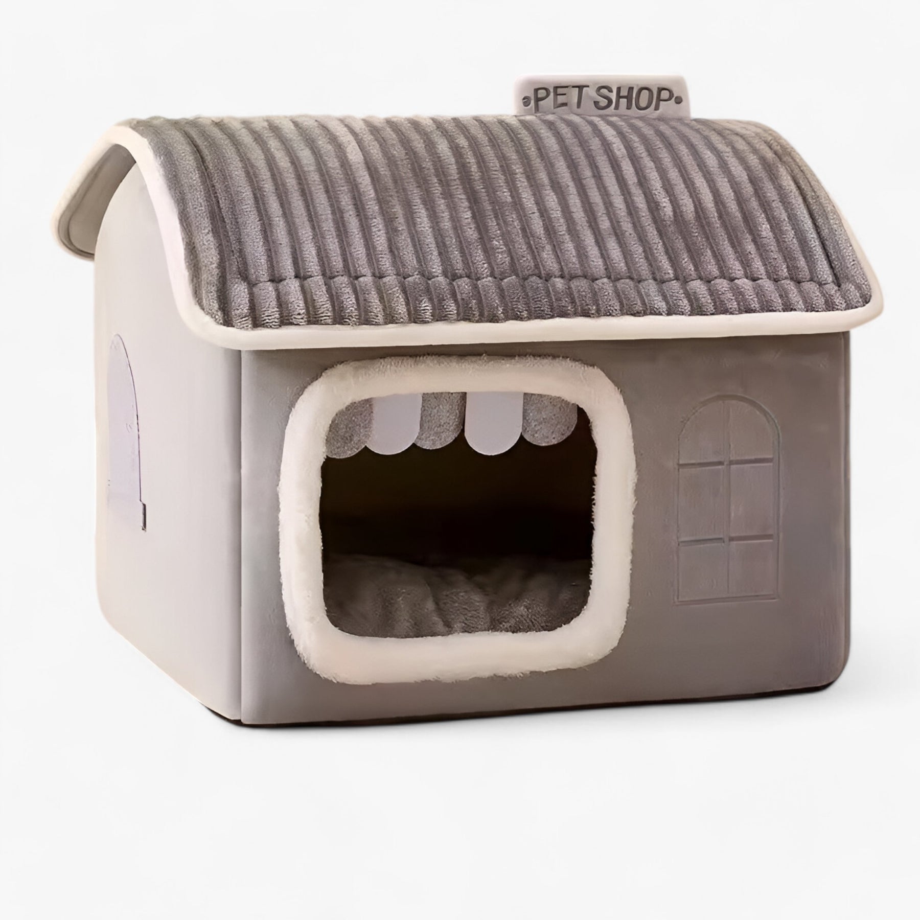 pets : Opvouwbaar Kattenhuis - Knus, Warm en Wasbaar Nest - Grijs in van Pantino
