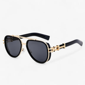 Sunglasses : Overdimensionale Steampunk Gepolariseerde Zonnebrillen - Helder Zwart in Zwart Goud Grijs van Pantino