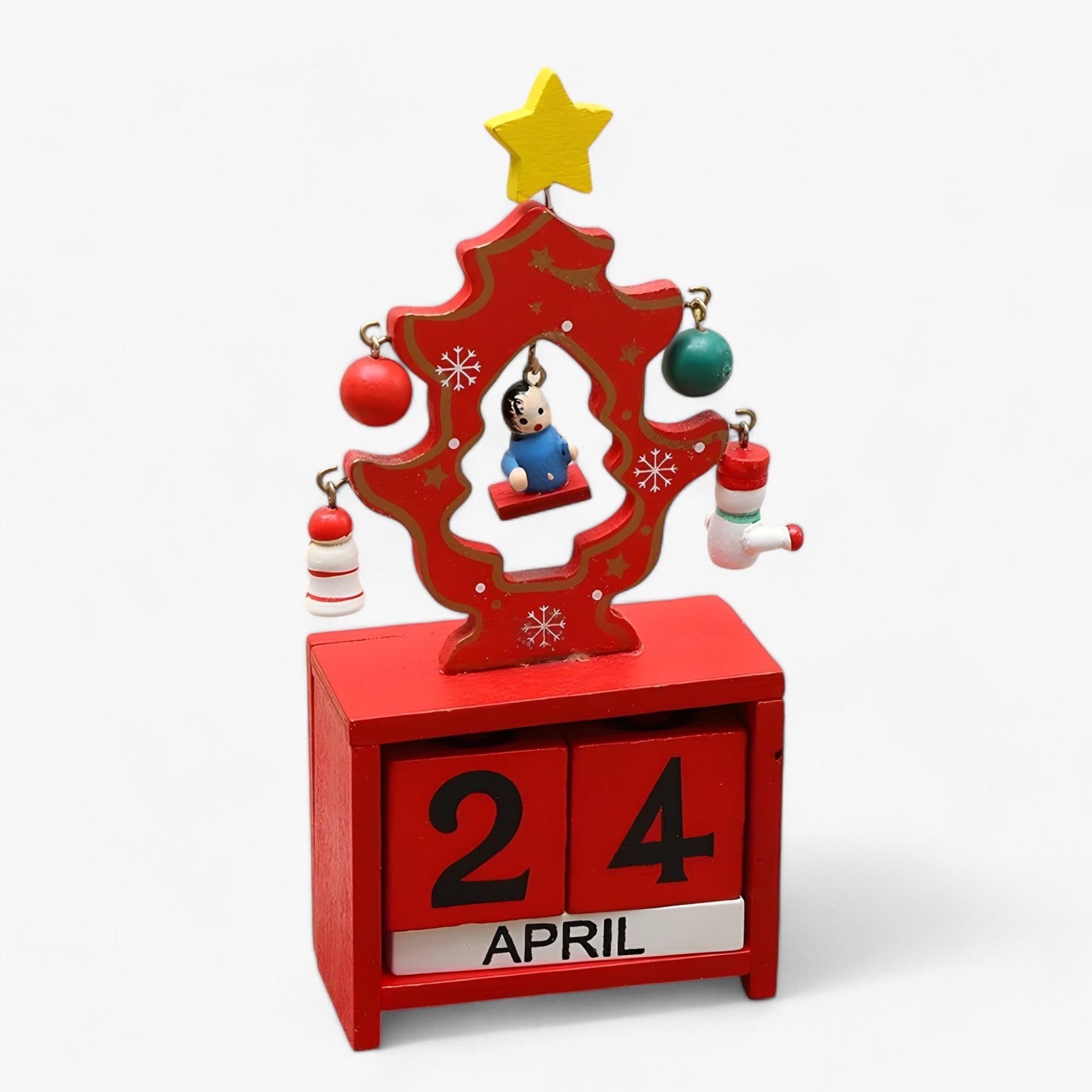 home & garden : Feestdagen Countdown Magie - Houten Kerstkalender met Kerstman en Sneeuwman - Voeg Opwinding Toe aan Je Feesten in B 7.5X3.3X16cm van Pantino