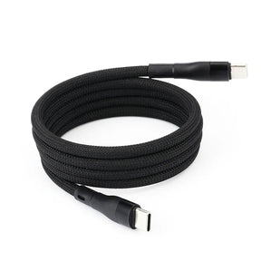 gadgets : Magnetische USB-C Kabel - Kabelrommel Vrij Flexibel - Nylon in Zwarte kabel met USB-C en USB-C 1m van Pantino