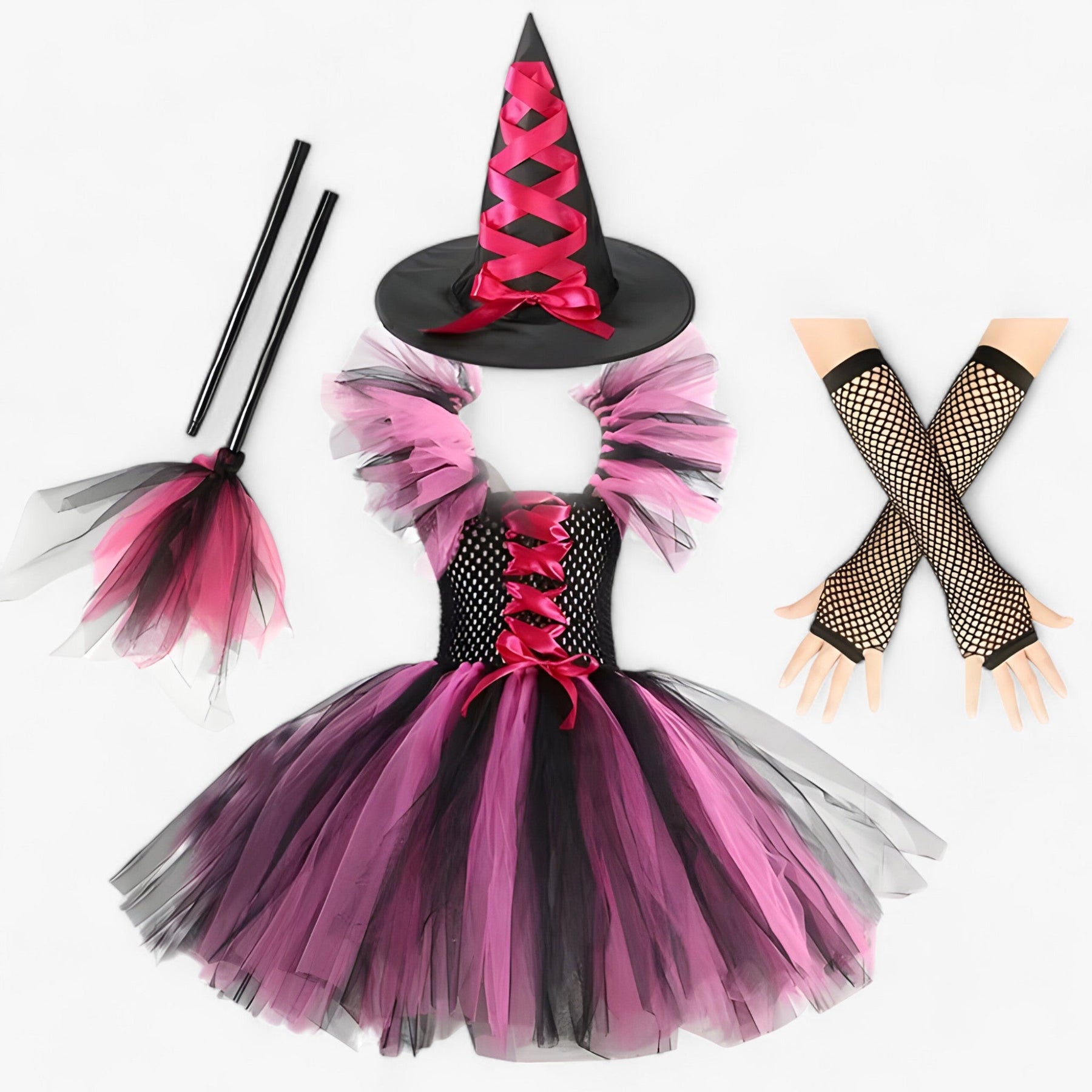 Costume Set : Tutu Jurk en Accessoires voor Halloween en Carnaval in Heksstijl G van Pantino