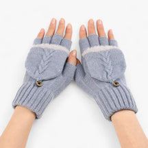 Gloves : Handschoenen Dames Donkerroze - Dikke Omgeslagen Gebreide voor - Voor Koud Weer in Lichtblauw Één maat van Pantino