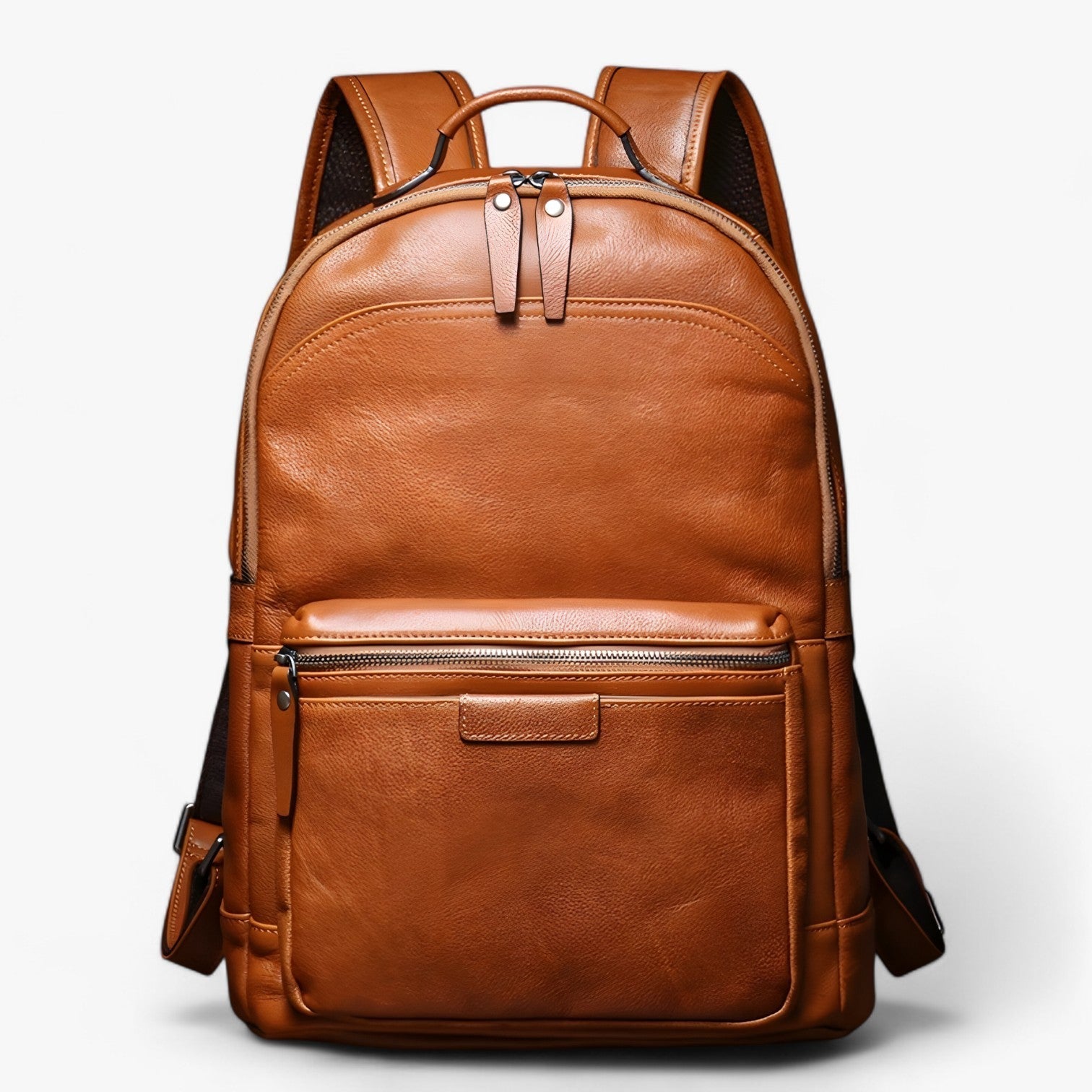 bags : Rugzak Bruin - Diogo Luxe Leren Laptoprugzak - Stijlvol en Ruim in Donkere koffie van Pantino