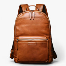 bags : Rugzak Bruin - Diogo Luxe Leren Laptoprugzak - Stijlvol en Ruim in Donkere koffie van Pantino