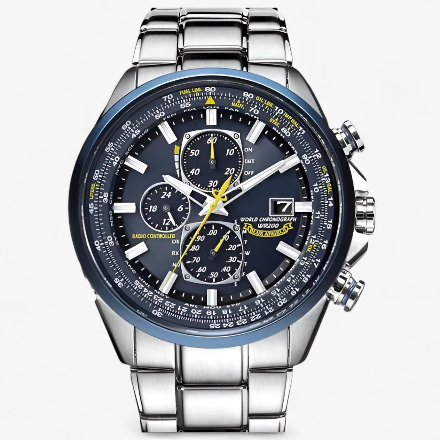 Watches : Heren Chronograaf Horloge MultiSteel 42mm, Zilverkleurig Staal met Elegante Blauwe Wijzerplaat in van Pantino