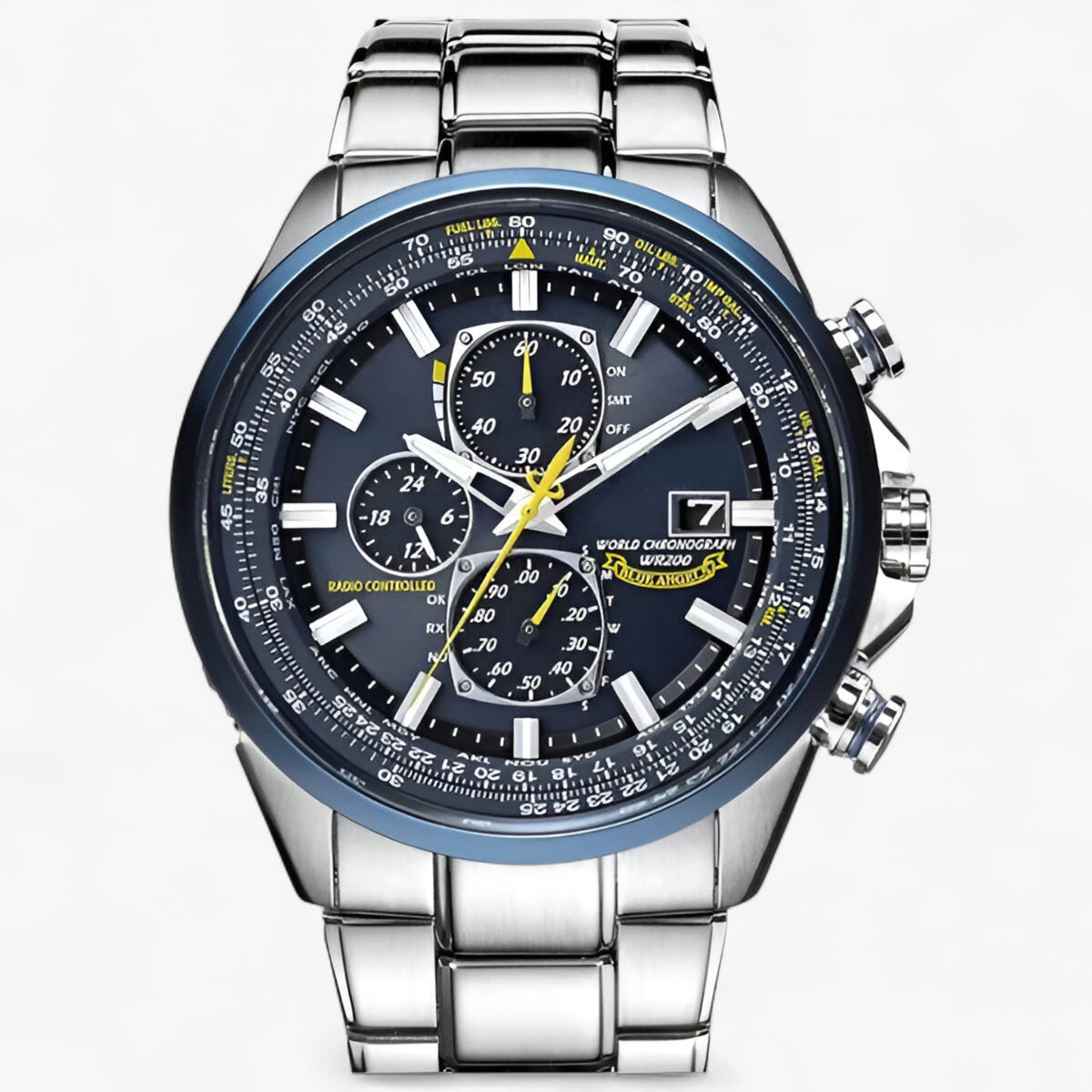 Heren Chronograaf Horloge MultiSteel 42mm – Staal Zilver, Blauwe Wijzerplaat