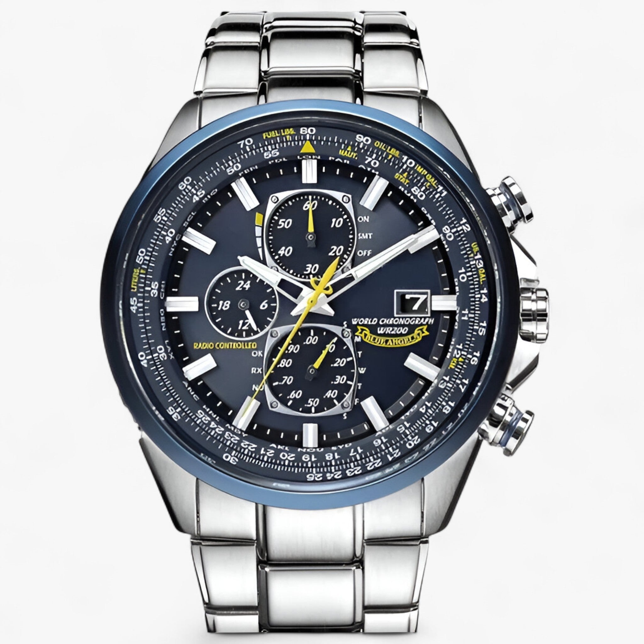 Watches : Heren Chronograaf Horloge MultiSteel 42mm, Zilverkleurig Staal met Elegante Blauwe Wijzerplaat in van Pantino