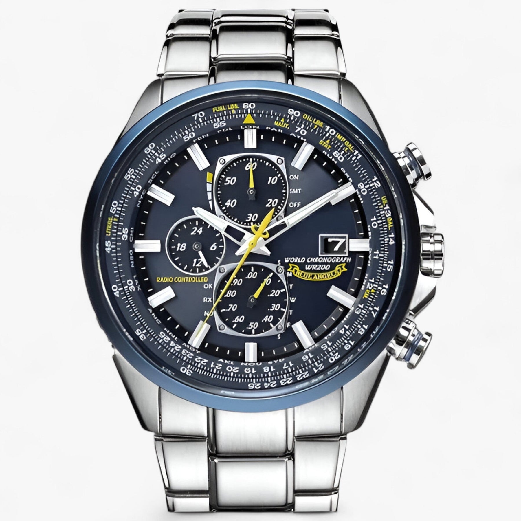 Watches : Heren Chronograaf Horloge MultiSteel 42mm, Zilverkleurig Staal met Elegante Blauwe Wijzerplaat in van Pantino