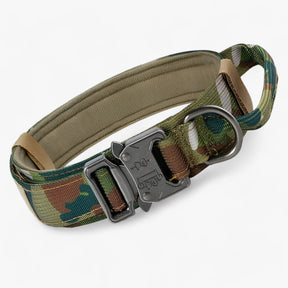 pets : Tactisch Hondenhalsband met Handvat voor Training - Bruin Set in Camouflage Halsband van Pantino