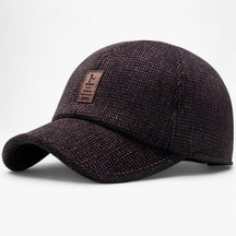 Winter Hat : Cap Heren Zwarte Warme Wol - Warme Wintercap met Oorkleppen in Bruine Warme Wol 55-62CM van Pantino