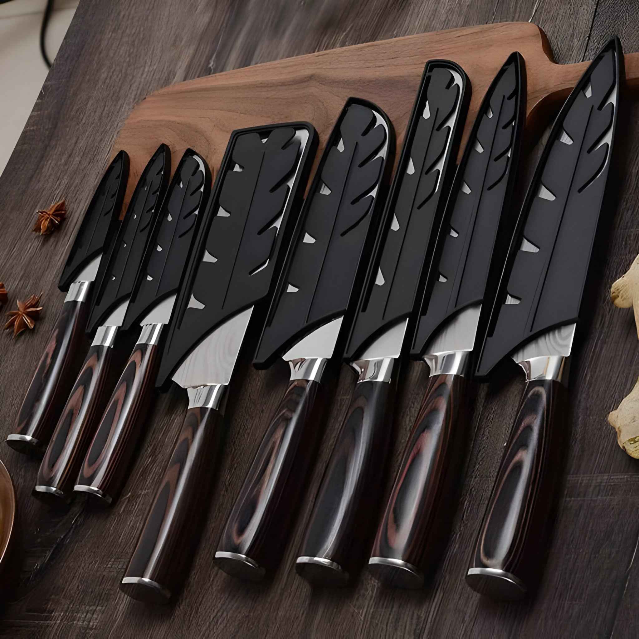 Home & Garden : Set van 8 Calla Japanse keukenmessen in Damascus-staal, extreem scherp voor professionele koks in van Pantino