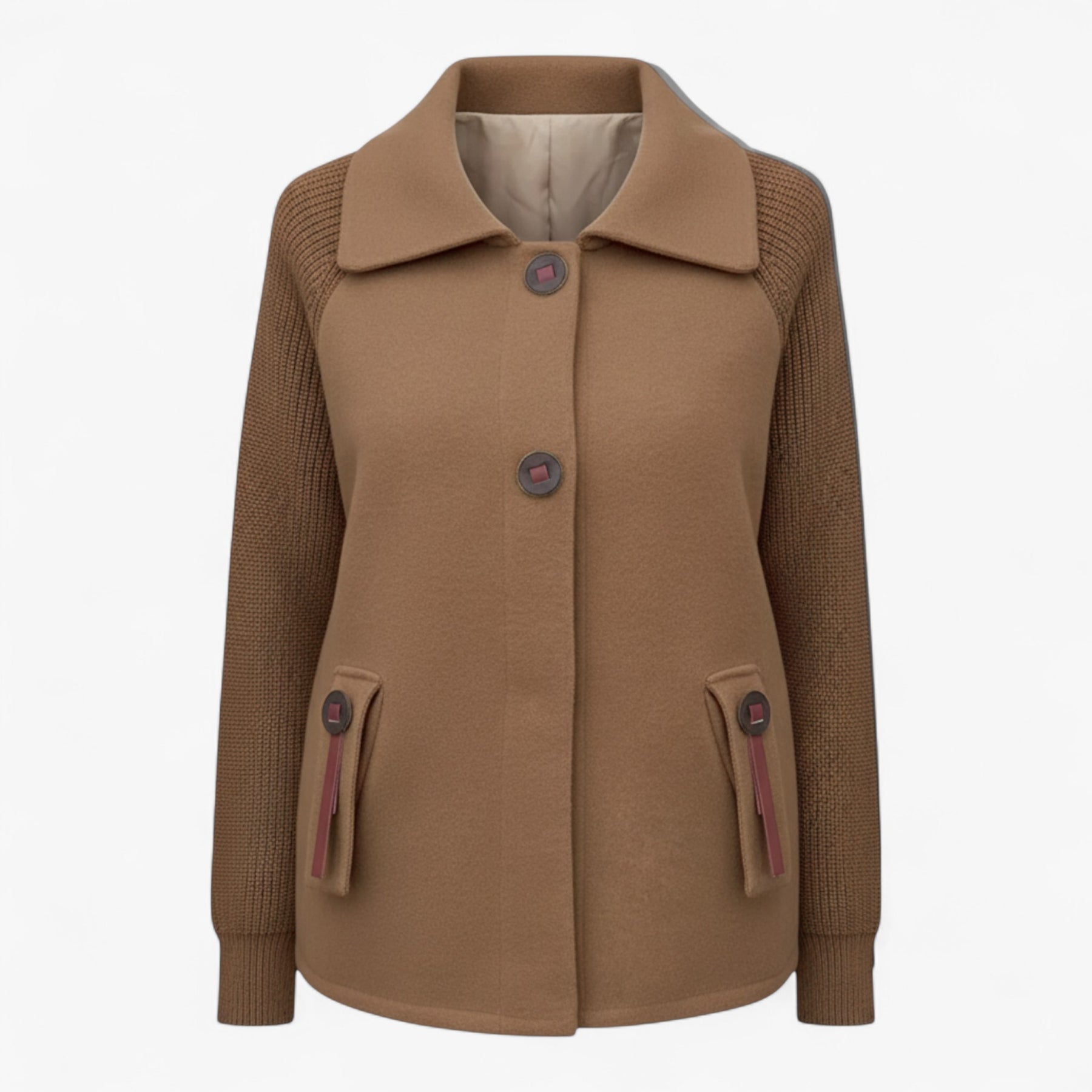 Clothes : Winterjas Dames Groen - Lange met Hoge Kraag in Kameel van Pantino