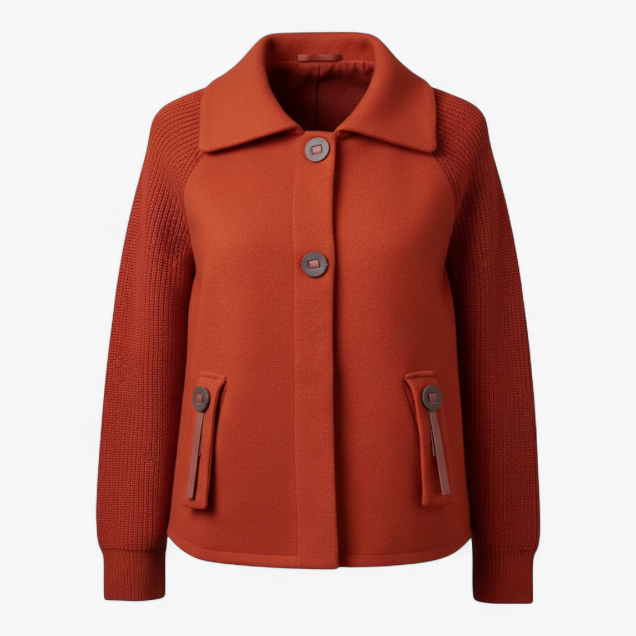 Clothes : Winterjas Dames Groen - Lange met Hoge Kraag in Oranje van Pantino