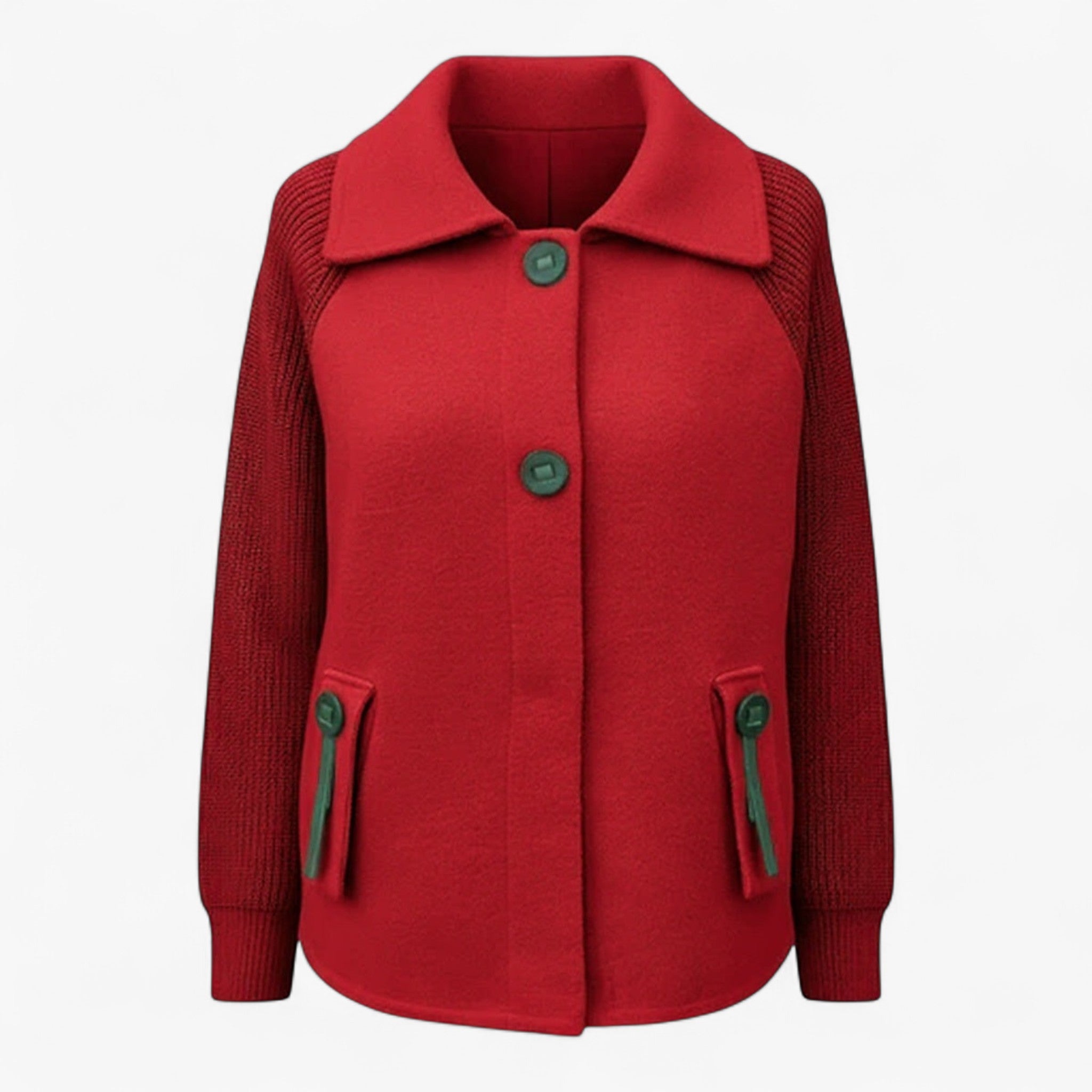 Clothes : Winterjas Dames Groen - Lange met Hoge Kraag in Rood van Pantino