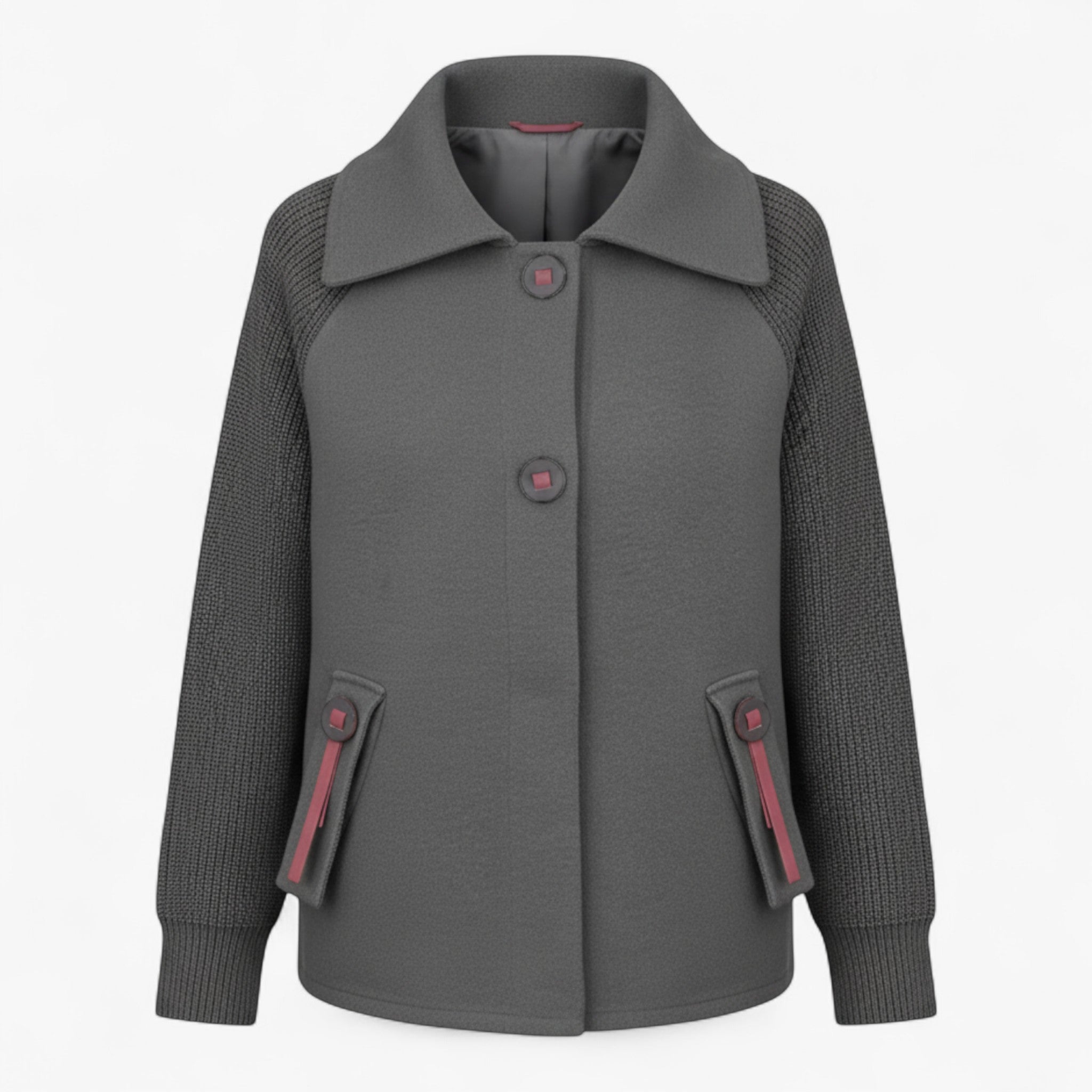 Clothes : Winterjas Dames Groen - Lange met Hoge Kraag in Donkergrijs van Pantino