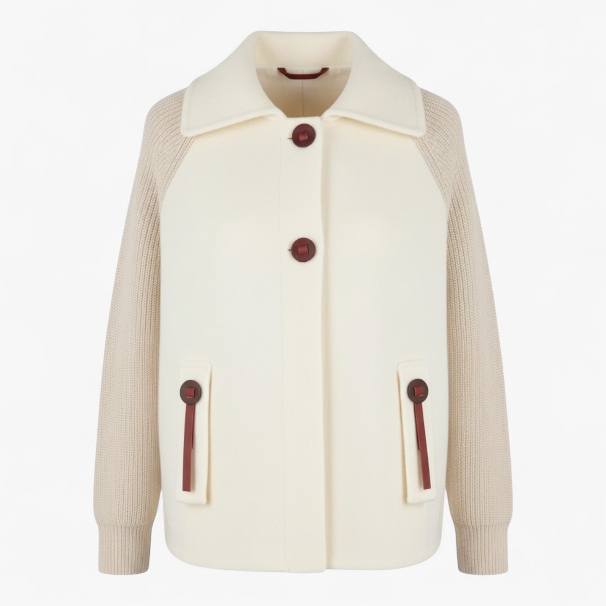 Clothes : Winterjas Dames Groen - Lange met Hoge Kraag in Wit van Pantino
