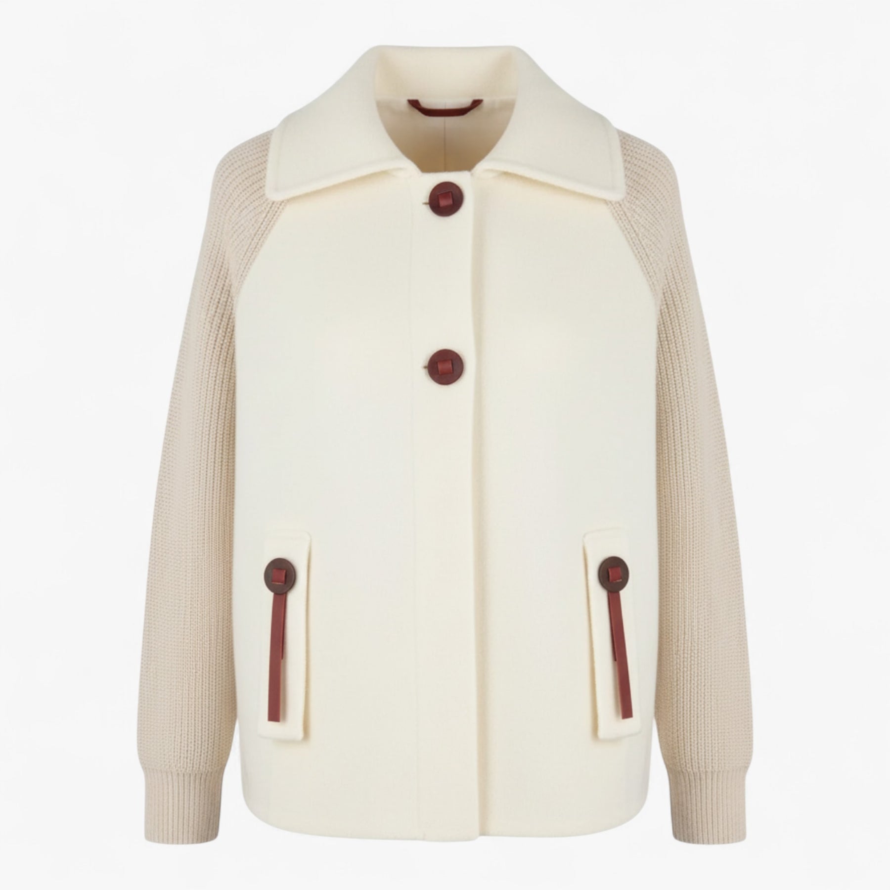 Clothes : Winterjas Dames Groen - Lange met Hoge Kraag in Wit van Pantino