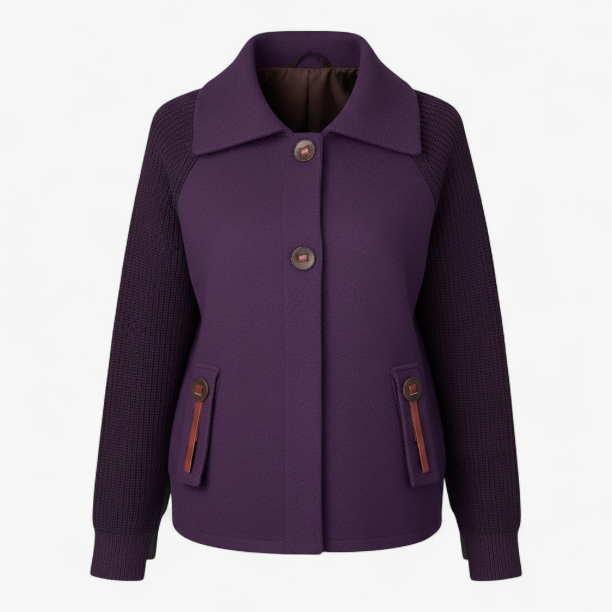Clothes : Winterjas Dames Groen - Lange met Hoge Kraag in Paars van Pantino
