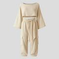Linnen Set Dames 2-Delig - Shirt Korte Mouw en Wijde Broek Maat S M L Zomer Elegante Look