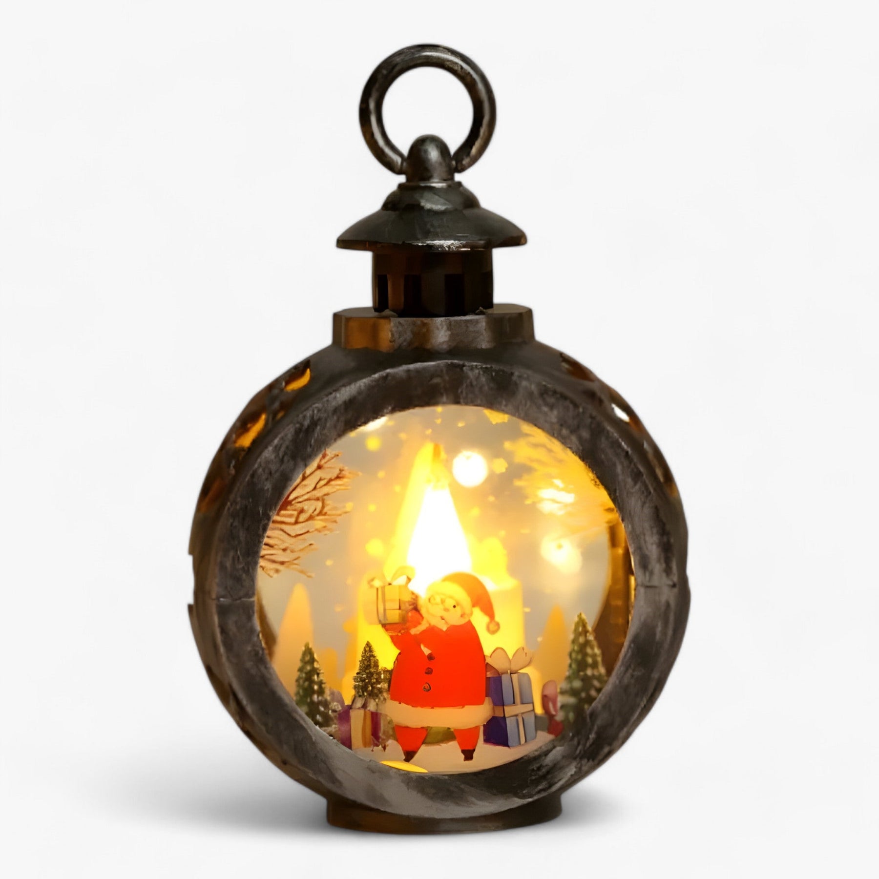 outdoor equipment : Kerstman Sneeuwpop Lamp - LED Lantaarn met Vlam Simulatie voor Buitendecoratie in 9 S 8.5x12cm van Pantino