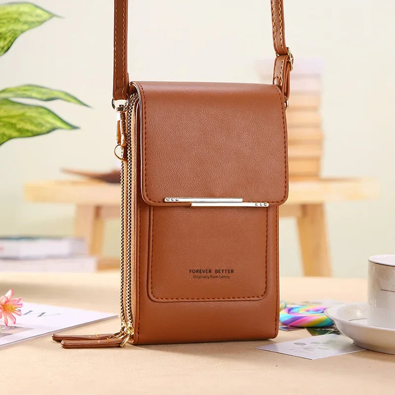 bags : Schoudertas met Touchscreen Venster Bruin - Tech Smart Tas - Nylon in Bruin van Pantino