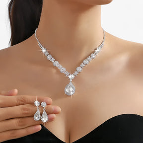 Jewelry Set : Oorbellen Dames Zilver - Trouwset 2 Delen - Druppelhanger en 2 in Wit 2 van Pantino