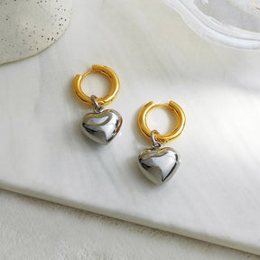 Earrings : Creolen Mit Herzanhänger - Goud in van Pantino