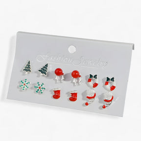 Earrings : Set van 6 Paar Kerstoorbellen - Sprankelende Ontwerpen in Zirkonia in 1 van Pantino