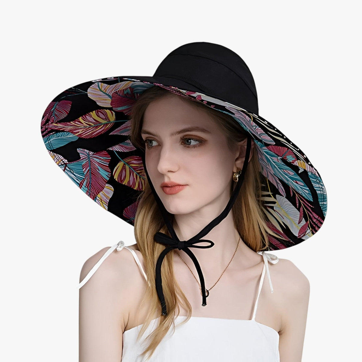 Sun Hat : Zomerhoed met Brede Rand - Ultieme UV-bescherming in Boho-look - Marineblauw in van Pantino